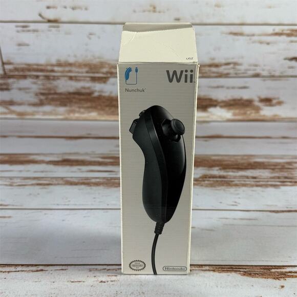 Nintendo Wii Nunchuk Controller Black | OEM RVL-004 Open Boxed Authentic - Picture 1 of 3